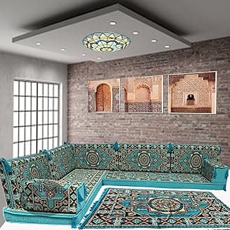 Blue corner sofa floor cushions majlis seating bohemian furniture bench cushions kilim pillows / SHI_C2126