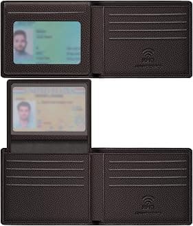 Travelambo Genuine Leather Wallet for Men with Gift Box - Handmade Bifold Stylish - Mens Wallets Rfid Blocking with 2 ID Windows