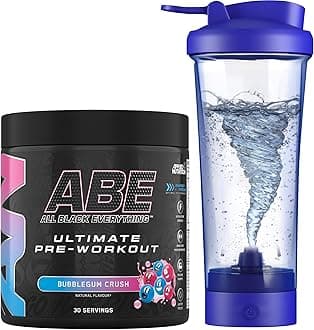 Bundle ABE Pre Workout 375g + Electric Shaker | All Black Everything Pre Workout Powder, Energy Drink, Physical Performance, Creatine, Beta Alanine, Caffeine (Bubblegum Crush)