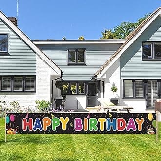 Happy Birthday Yard Sign Banner Backdrop, Extra Long 157 x 20 inch Outdoor Indoor Colorful Rainbow Birthday Decorations for Boys Girls Women Kids PHXEY