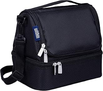 Rip-Stop Black Two Compartment Lunch Bag
