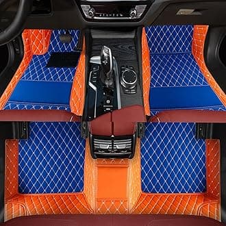 Custom car Floor mats Suitable for 99% car Truck SUV,car mats All Weather Personalized,Full Coverage Luxury Car Mats, Anti-Slip Leather Floor mats. (Orange and Blue)