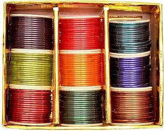 NMII Glass with Glossy Finished Handmade Bangle Set For Women And Girls