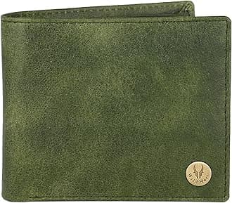 WildHorn Leather Wallet for Men I Ultra Strong Stitching I 6 Credit Card Slots I 2 Currency Compartments I 1 Coin Pocket (Green Crackle)