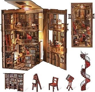 MiniCity3D Wooden Puzzle Book Nook Kit with Dust Cover