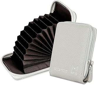 StoritePU Leather 9 Slot RFID Vertical Credit Debit Card Holder Money Wallet Zipper Coin Purse for Men Women - Grey (11.5 x 2 x 8 cm)