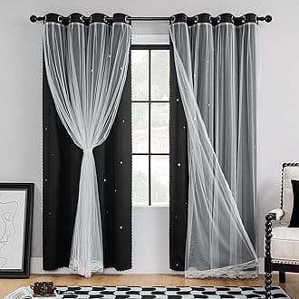 XiDi Black Out Curtains for Bedroom Windows, Curtains for Girls Bedroom Decor, Unicorn Curtains for Kids Room, Blackout Curtains for Living Room 63 inchs Long 52 inches Wide 1 Panel Drapes Black