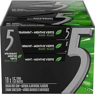 Wrigley 5 Rain-Tingling Spearmint, 10ct/150 sticks total, (Imported from Canada)
