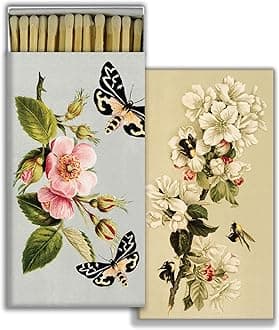 HomArt Large Decorative Insects and Floral Candle and Fireplace Wood Matches