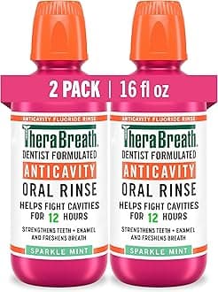 TheraBreath Cavity,Bad Breath Healthy Smile Dentist Formulated 24-Hour Oral Rinse, Sparkle Mint, 16 Ounce (Pack of 2)