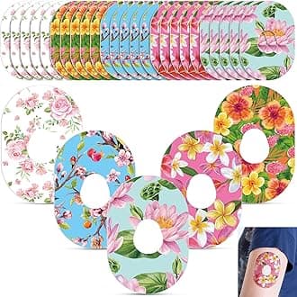 25 Pcs Adhesive Patch Compatible with Dexcom Sweatproof Colorful Floral Variety Pre Cut Adhesive Tape, Glucose Monitor Protection (G7)
