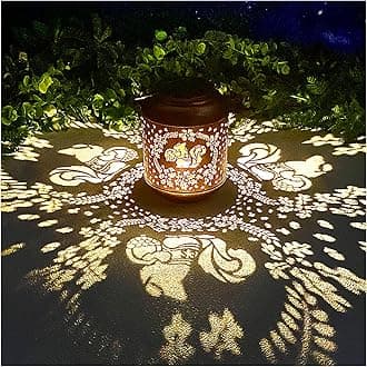 Squirrel Solar Lanterns Outdoor Hanging Solar Lights - Metal Decor Lanterns for Yard,Waterproof LED Decorative Light for Patio, Lawn, Tabletop, Pathway, Landscape, Garden Decor as Gifts for Women