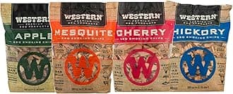 Western BBQ Smoking Wood Chips Variety Pack Bundle (4)- Apple, Mesquite, Hickory, and Cherry (Variety Pack)