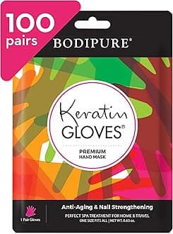 Bodipure Premium Hand Mask Keratin Gloves | Moisturizing Gloves for Dry Hands & Nail-Strengthening & Cuticle Softening | Spa Experience at Home | Chemical Free & For All Skin Types | 100 Pairs