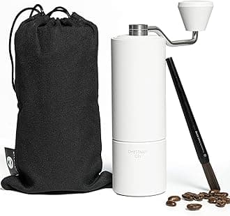 Chestnut C2S Manual Coffee Grinder with Internal Adjustable Grind Setting, Capacity 20g Hand Coffee Grinder with Stainless Steel Conical Burr, for Espresso to French Press, White