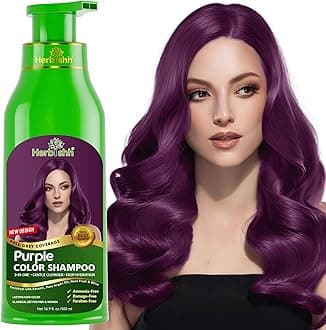Herbishh Magic Hair Dye Shampoo – Colors Gray Hair in Minutes – Long Lasting – 500 Ml – 3-In-1 Ammonia-Free Color Treatment (Purple)