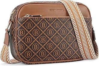 BOSTANTENQuilted Crossbody Bags for Women Vegan Leather Purses Small Shoulder Handbags with Wide Strap