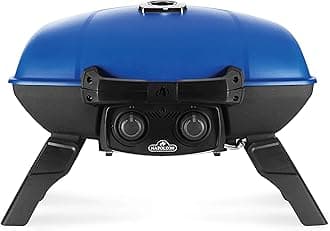 TravelQ 285 Portable Propane Gas Grill, Blue, 2 Burners, Tailgating, Camping, and Small Outdoor Spaces