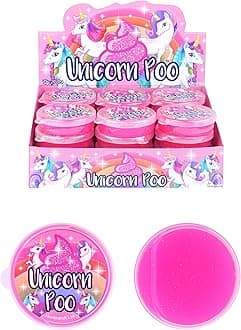 HENBRANDT24 x Glitter Unicorn Poo Pink Putty Tub of Slime Squishy Stretchy Poo Toys Stress Relief Toy for Kids Putty Unicorn Party Bag Favours Loot Bag Fillers Lucky Dip Favours Stocking Fillers