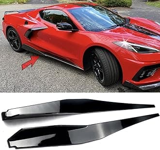 NEESPOC Side Skirts Rocker Panels Extension Pair Fit for 2020-2025 Chevrolet Chevy Corvette C8 Z51 stingry Z06 Style ABS Plastic Gloss Black 2pcs Exterior Accessories Air Chin Body Kit
