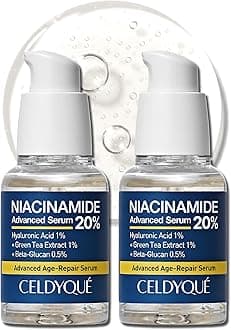 Niacinamide Advanced 20% Face Vegan Serum w/Vitamin B3 Green Tea Beta-Glucan Damask Rose 63% No-Scent Even Skin Tone Minimize Pores Plump Fine Lines 2 Fl Oz