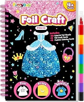 FUNNYB&G Foil Art Crafts for Kids Ages 4-8: Easter Basket Stuffers Essentials for Kids 2026, Easter Gifts for Girls, Crafts Supplies,Party Favors,Creative Toys for Girls 4 5 6 7 8 Years Old(Dress Up)