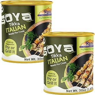 Rani Soya Tikka Italian 30oz (1.875lbs) 850g, Pack of 2, Ready for Cook ~ Easy Open Lid | All Natural | Vegan | No Colors | NON-GMO | Kosher | Indian Origin | Soy Based Meat Substitute