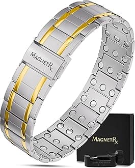3X Strength Titanium Magnetic Bracelet – Magnetic Bracelets for Men – Premium Fold-Over Clasp and Adjustable Length with Sizing Tool