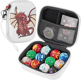 Toy Organizer Case Compatible with Bakugan Battle Planet, BakuCores, Armored Alliance, Geogan Rising, Toy Organizer Storage Container Holder (12, White)