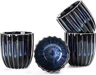 TEANAGOO Pottery Chinese Tea Cup Tea Cup, 6.5 Oz/185 ML, Junware, TG-H15 Junware-Blue, 4 Pcs/box, Occupied Japan Tea Cups Porcelian Asian Tea Cups No Handles Japanese Tea Cups
