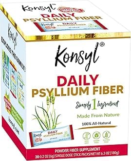 Daily Psyllium Fiber Stick Packs - On-The-Go Fiber Supplement Powder - Convenient, All-Natural Soluble Fiber, Gluten-Free & Sugar-Free, Vegan & Keto - 30 Packets