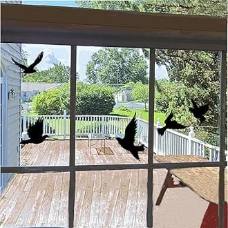Large Anti-Collision Window Stickers for Birds, Glass Door Protect and Save Bird Strikes, Stop Birds from Hitting Windows, Window Bird Stickers Decals (Black)