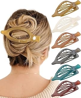 French Flat Hair Clips for Women - 6Pcs Flat Hair Claws for Thin Thick Hair Strong Hold No Slip Grip Hair Claw Clips for Women Girls (Amber (Brown))