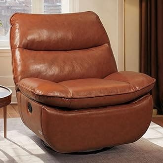 FLEXISPOT XRC7 Swivel Rocker Recliner Chair, 360° Swivel Oversized Armless Recliner Gaming Chair, Award-Winning Design with Premium PU Leather Upholstery for Living Room Gaming Room, Orange