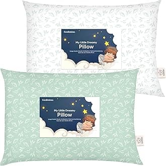 2-Pack Toddler Pillow - Soft Organic Cotton Toddler Pillows for Sleeping - 13X18 Small Pillow for Kids - Kids Pillows for Sleeping - Kids Pillow for Travel, School, Nap, Age 2 to 5 (DinoLand)