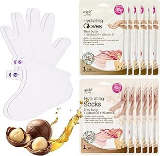 Epielle Hydrating Hand & Foot Masks, Relieve and Soften Dry, Overworked Skin, Self Care Gifts for Women, Spa Kit, Easter Basket Stuffers, 6 Moisturizing Gloves & 6 Moisturizing Socks