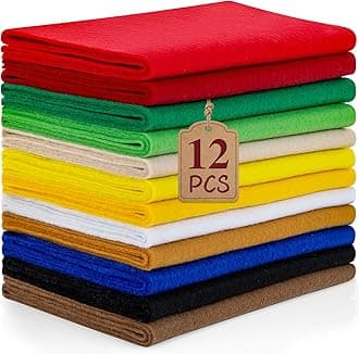 12 Rolls 8"x35"(20.5x90cm) 1.4mm Thick Soft Felt Fabric Sheet 12 Assorted Colors Felt Pack for DIY Craft Sewing Squares Nonwoven Patchwork