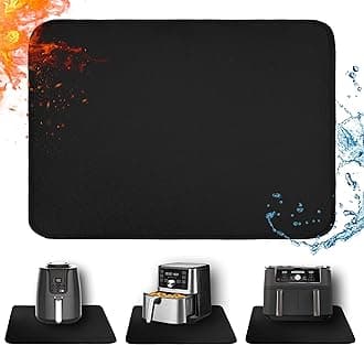 Air Fryer Mat for Air Fryer, 24 x 31in Heat Resistant Mat for Countertop, Fireproof Silicone Countertop Protector Appliance Slider for Air Fryer, Coffee Maker, Toaster, Oven (Black)