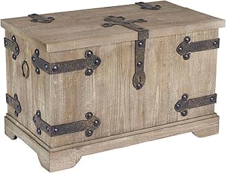 Household Essentials Decorative Victorian Inspired Trunk, Rustic Brown, Small