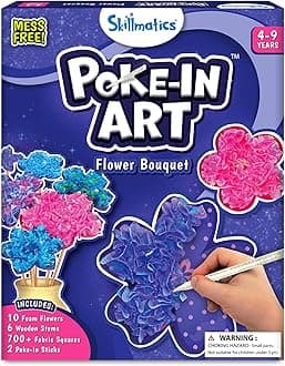 Poke-in Art - Flower Bouquet, Mess-Free Fun for Kids, DIY Sewing Craft Kits, Creative Activity, Gifts for Girls & Boys Ages 4, 5, 6, 7, 8, 9