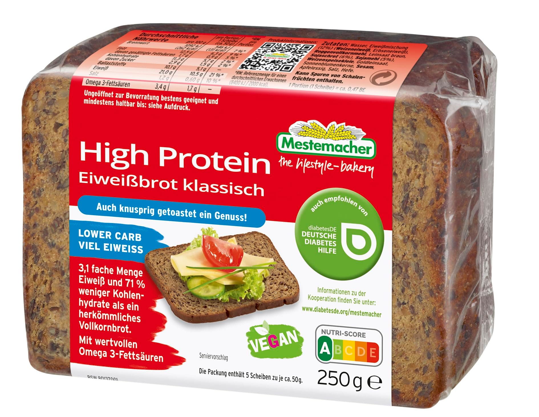 Mestemacher Protein Bread, 250 Gm