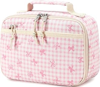 LEDAOU Lunch Box Kids Insulated Lunch Bag Girls Toddler Reusable Lunchbox for School Picnic Hiking (Bowknot-Pink)