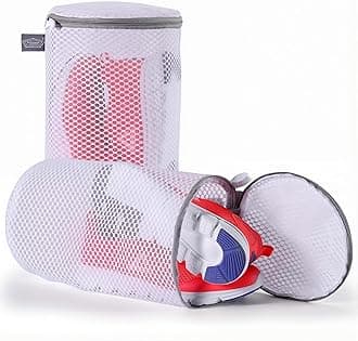 Kimmama Shoe Washing Machine Bag, Shoe Bag for Washing Machine, Mesh Laundry Bags for Sneakers, Footwear, Trainers, Slippers, Honeycomb Net, Grey Zipper, 7x15"