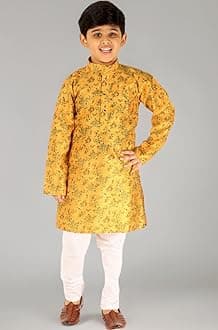 Pro-Ethic Style Developer Boys Silk Floral Kurta Pajama Set | Embellished Design | Ethnic Wear