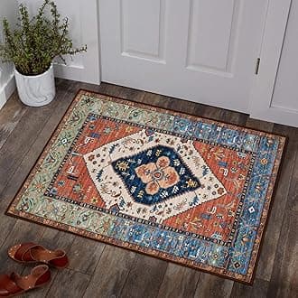 Boho Entryway Rug - 2x3 Small Throw Kitchen Rugs Washable Area Rugs for Bedroom Non-Slip Low-Pile Kitchen Mats Persian Indoor Doormat Carpet for Entrance Bathroom Laundry Living Room