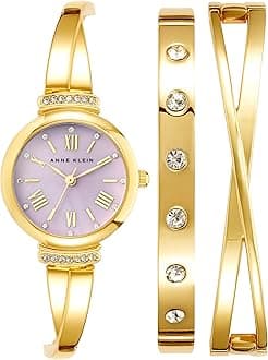 Women's Premium Crystal Accented Bangle Watch Set, AK/2245