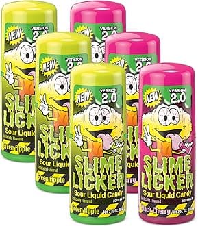 TOXIC WASTE - Slime Licker 2.0 - Sour Liquid Candy - Flavors: 3 Green Apple and 3 Black Cherry - 6 Pack