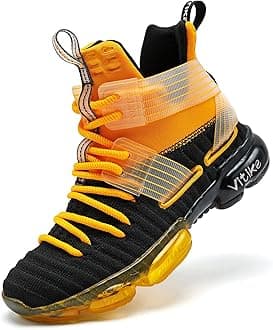 VITUOFLY Kids Basketball Shoes Boys Air Cushion Sneakers Girls Mid Top School Hoops Shoes Non-Slip Outdoor Sports Running Gym Comfortable Durable Little Kid/Big Kid