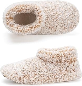 Fuzzy Slippers for Women Indoor, Warm Bedroom Slip On Shoes, Winter Fluffy House Socks with Grippers, Cozy Christmas Gifts Unique