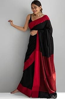 SIRIL Women's Printed Cotton Saree with Unstitched Blouse Piece